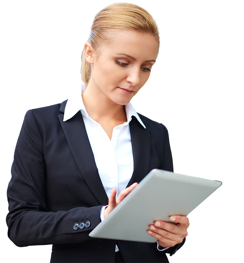 Business woman looking at a tablet