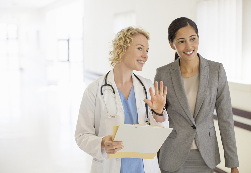 Doctor and business woman in conversation